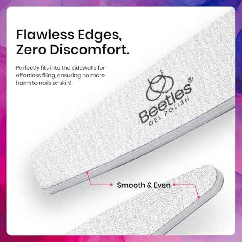 Beetles Pro 3-Pcs Nail File Nail Buffer - Professional 100/180/240 Grit Nails Files and Buffers Double Sided Washable Shaper Files for Acrylic, Gel & Natural Nails ? Salon Quality Manicure Tool