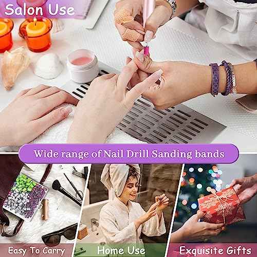 240 Grit Sanding Bands for Nail Drill 100Pcs, Extra Fine for Natural Nails Polishing and Shaping, Zebra Sanding Bands Set for Manicures Pedicures