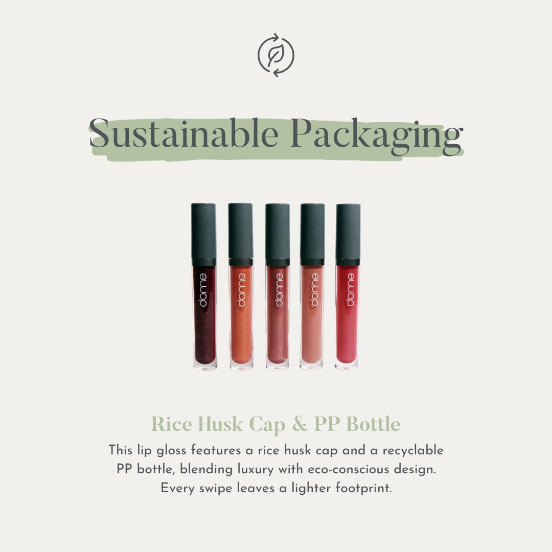 DOME BEAUTY Hydralust Lipgloss - Hydrating Lip Gloss for Glossy Lips, Lightweight, Non-Sticky Formula, Clean Beauty Lip Makeup, Moisturizing Shine, Vegan, Cruelty-Free (Frida, 0.20 oz)