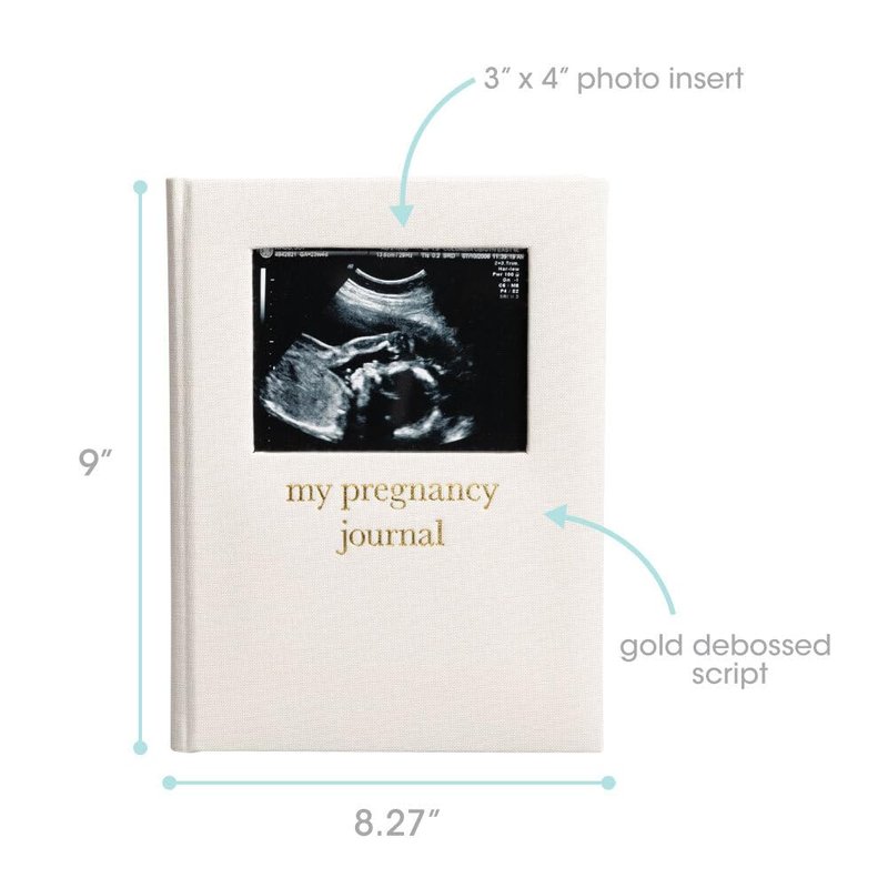 Pregnancy Journal - Linen Guided Memory Book with Sonogram Photo Insert | Beige