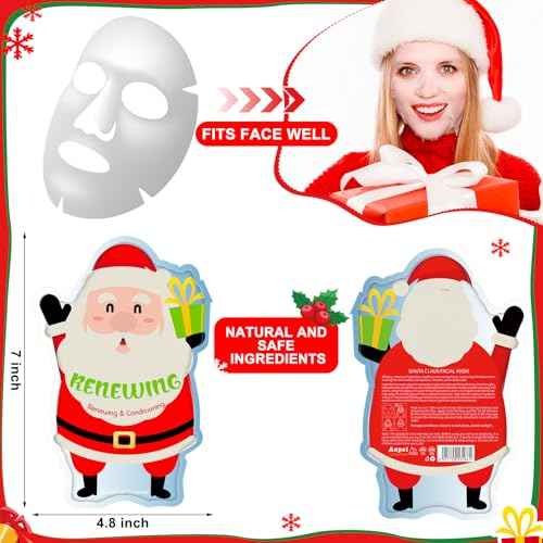 Timgle 24 Pcs Christmas Stocking Stuffers Bulk Facial Masks Skincare Face Sheet Masks Holiday Gifts for Women, Fragrance Hydrating Face Mask Spa Gifts Bulk for Coworker Adults Stocking Stuffer