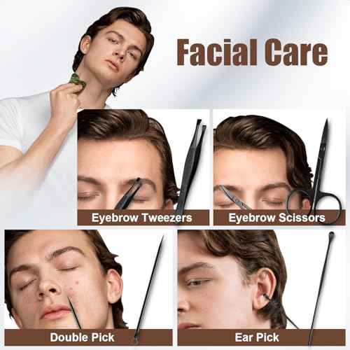 Manicure Set 10 in 1 Mens Gifts Nail Clipper Kit Travel Nail Set for Men and Women, Mens Nail Grooming Kit Birthday Thanksgiving Day Gifts for Him Her Boys Girls Husband Boyfriend