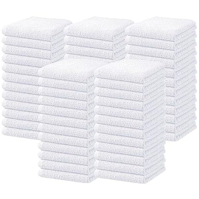 Oakias 100% Cotton Wash Cloths 60 Pack White - 12 x 12 Inches Ring Spun Cotton Facial Towels - Highly Absorbent Quick Dry Spa Towels - Bulk Washcloths Ideal for Scrubbing and Cleaning
