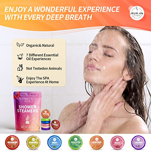 Shower Steamers Aromatherapy 21-Pack Shower Bombs Birthday Day Gifts for Her Him Mom Wife, Eucalyptus Rose Lavender Mint Essential Oil, Bath Bombs Girlfriend Birthday Self Care Gifts for Women,Men