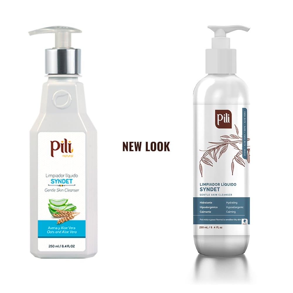 Pili Natural Syndet - Gentle Skin Cleanser with Oatmeal and Aloe Vera - Hypoallergenic cleanser for sensitive skin - 8.4 Fl.oz (Pack of 2)