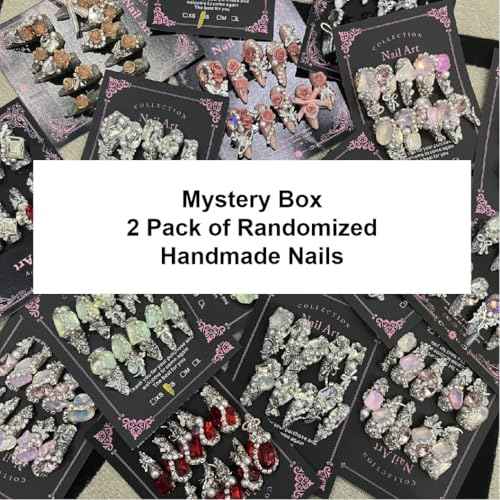 Mystery Box Random 2Packs (20Pcs) Press on Nails 30mm Long Handmade Nails Manicure Charms Nails Art Nail Kit press on nails for Women Party Holiday Photo Wedding Size M