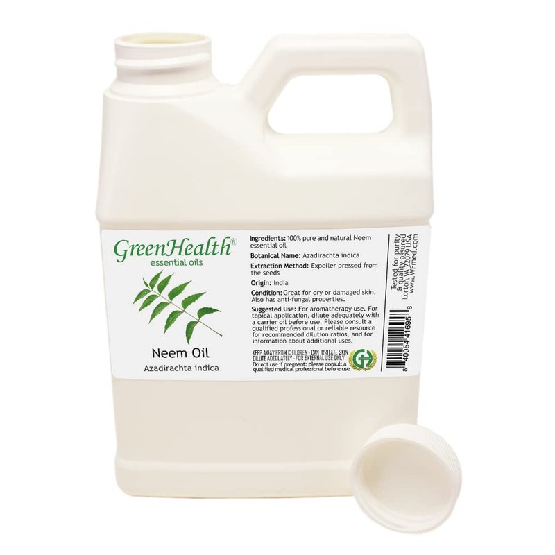 Neem Oil by GreenHealth – 100% Pure Cold Pressed, Unrefined – 16 oz – Natural Oil for DIY, Soap Making, and Crafting
