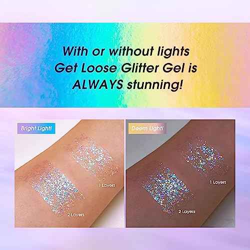 2 Pack Body Glitter Gel - Cosmetic-Grade, Color Changing Christmas Glitter Makeup for Face, Body, and Hair, Safe and Easy to Use, Perfect for Festivals Parties (01 Golden Mirage + 02 Stardust Pink)