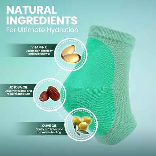 4-Pack Moisturizing Heel Socks for Cracked Heels - Gel Socks for Dry Cracked Feet Repair - Silicone Socks for Women and Men Foot Treatment & Overnight Hydration (Gray)