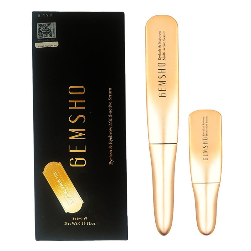 GEMSHO Eyelash Serum Eyelash Growth Serum & Eyebrow Multi-Active Serum 3ml+1ml Lash Serum 젬소 속눈썹 영양세럼 营养睫毛增长精华液 Lash Enhancing Serum