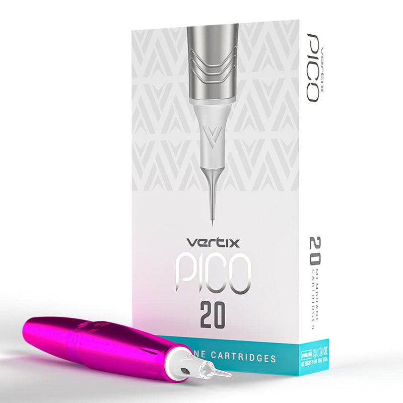 Vertix - Pico Membrane Cartridge Needles - 1 Round Liner - 0.25mm Long Taper Textured - Maximize Ink Flow & Saturation (20 Count)
