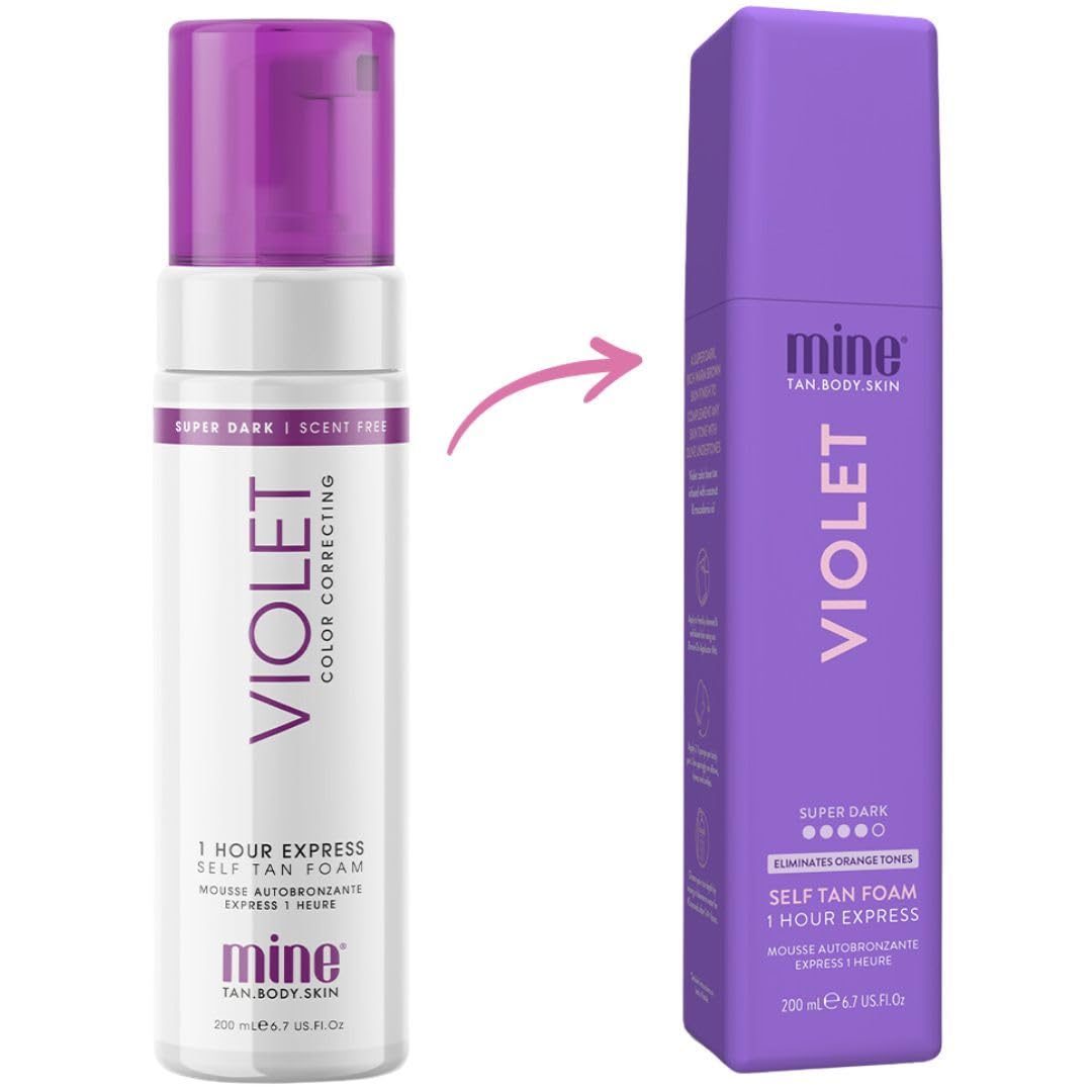 MineTan Best Sellers Self Tan Bundle | Express 1 Hour - Includes Dark Violet Sunless Tanner Mousse, Face Mist, Application Mitt, & Exfoliating Glove for Tan Removal & Prep