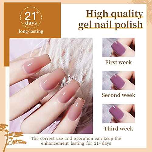 JODSONE 60 PCS Gel Nail Polish Set with 5 Bottles of Base and Glossy Matte Top Coat Soak off Gel Nail Set Suitable for All Seasons Gifts