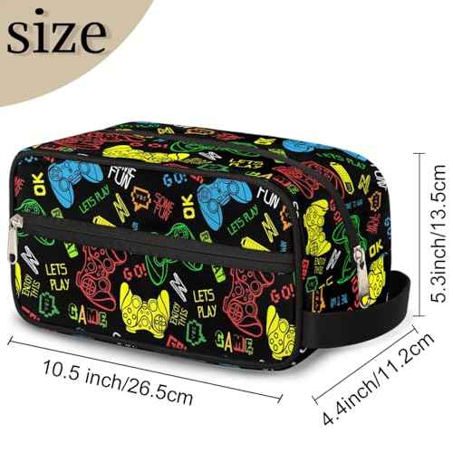 Travel Toiletry Bag for Boys Kids, Game Controller Waterproof Hanging Dopp Kit for Men, Video Games Shaving Bag with Large Capacity for Travel, Sports, Shower