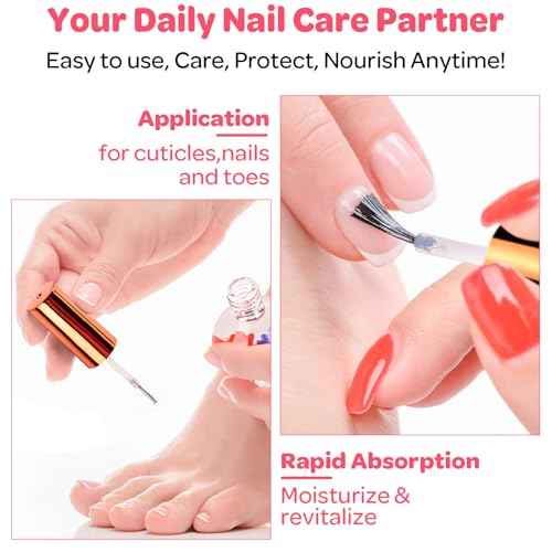 JIASHENG Cuticle Oil, Scented Cuticle Nail Oil Infused with Real Flowers, Hydrates, Moisturizes, Strengthens, Repairs, Revitalizing Cuticle Oils for Nails Damage Dry Cuticle, Rose, 15 ml /0.52 fl. oz