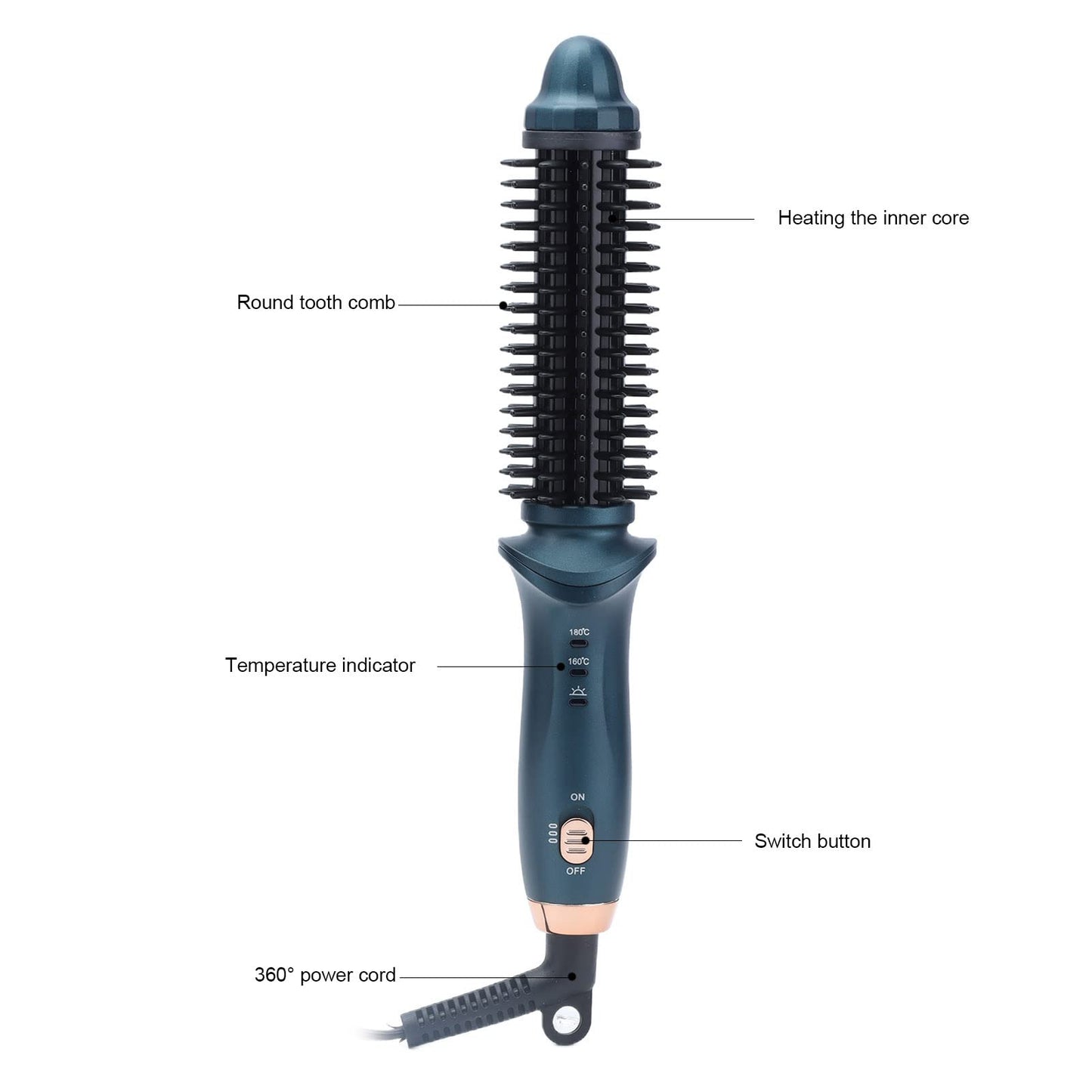 Ejoyous 2 in 1 Curling Brush, Dual Purpose Curling Brush, Anti Scalding Design, Green, Small