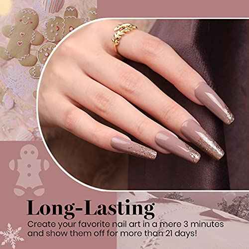 Beetles Winter Gel Nail Polish - 6 Colors Burgundy Red Brown Champagne Gold Brown Gel Polish, Soak off Uv Lamp Nail Manicure Kit DIY Gifts for Women