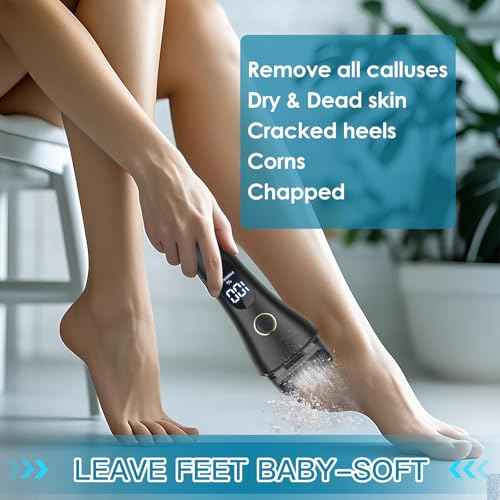 Electric Foot File Callus Remover for Feet - 6pcs Larger Grinding Head&3Speed, Pedicure Kit Foot Scrubber Deadskin Callus Remover, Foot Care Kit Pedicure Tools for Dead Skin Callus Hardskin Dry Cracks