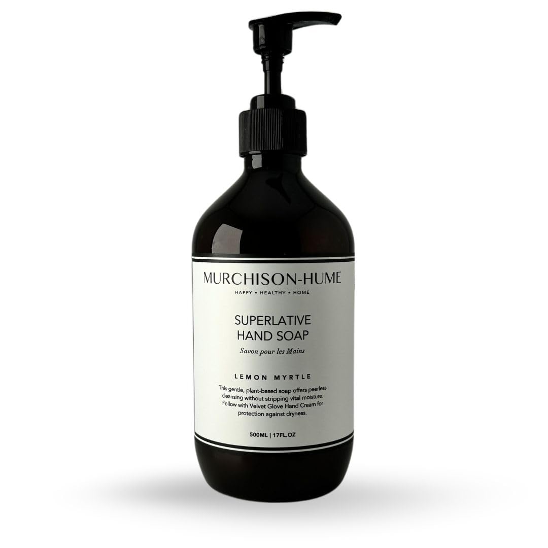 Murchison-Hume Lemon Myrtle Hand Soap | Superlative Plant-Based Formula with Elegant Refillable Pump Dispenser | Soft & Hydrated Hands | SLS-Free, Paraben-Free & Cruelty-Free | 16 fl oz