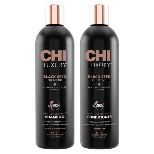 CHI Brand Luxury Black Seed Oil Blend Gentle Cleansing Shampoo & Moisture Replenish Conditioner 12 Fl Oz Each (pack Of 2)