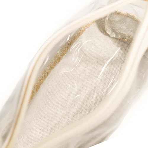 Boho Small Clear PVC Waterproof Makeup Bag with handle, Transparent Zipper Cosmetic Bag for Travel, Beach Bag for Sun screen Skincare (02 Beige-1)