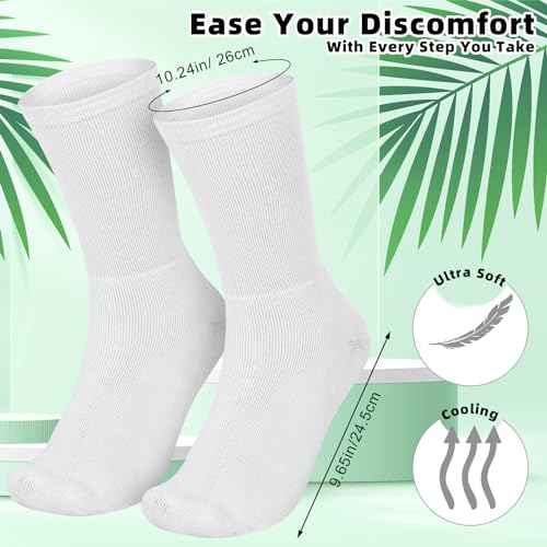 4 Pairs Cotton Soft Eczema Socks White Hydrating Moisturizing Therapy Cotton Socks Eczema Relief for Adult Wet Wrap Non Itch Soft Feet Treatment