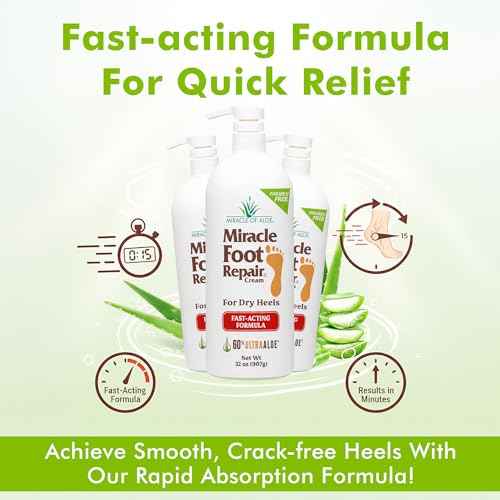 Miracle Foot Repair Cream (32 oz) Repairs Dry Cracked Heels and Feet, 60% Pure UltraAloe Moisturizes, Softens, and Repairs