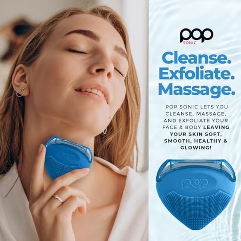 Pop Sonic Strawberry 3 in 1 Skin Exfoliating Cleanser Clean Massage Exfoliate (Blue)