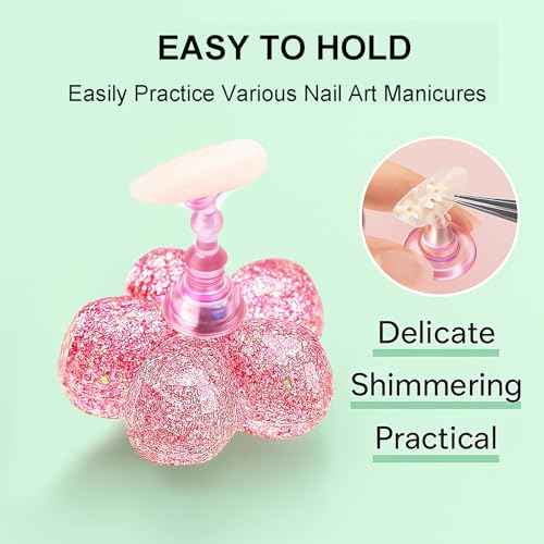 Nail Stand for Press On Nails ? 2 Set Acrylic Nail Holders For Painting Nails, 10 Nail Stand, 60Pcs Adhesive Putty Clay, 1 Flower Shaped Base & Tweezer ? Nail Art Practice Kit for Salon & Home