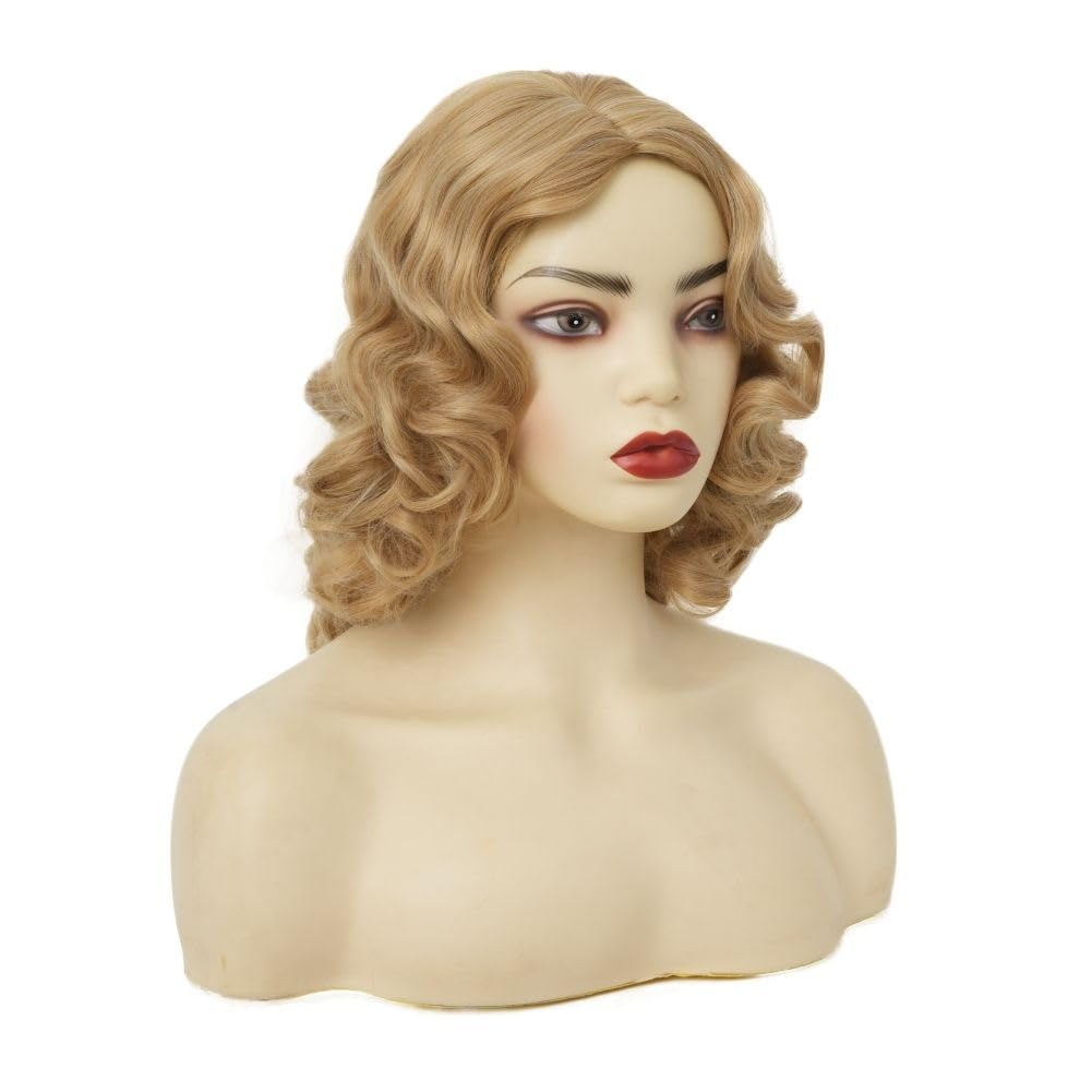 Blonde Finger Wave Wig - 1920s Vintage Style | Medium Length, Side Part, Heat Resistant Synthetic Hair for Daily Wear & Parties