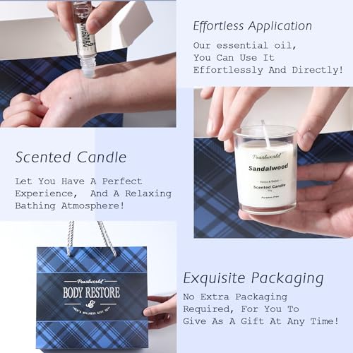PEARLWORLD Bath Set with Ocean Scented Spa Gifts for Men, Christmas Birthday Self Skin Care Set for Men, Spa Gift Baskets for Him, 12Pcs Men's Spa Kit Gifts for Bath Spa