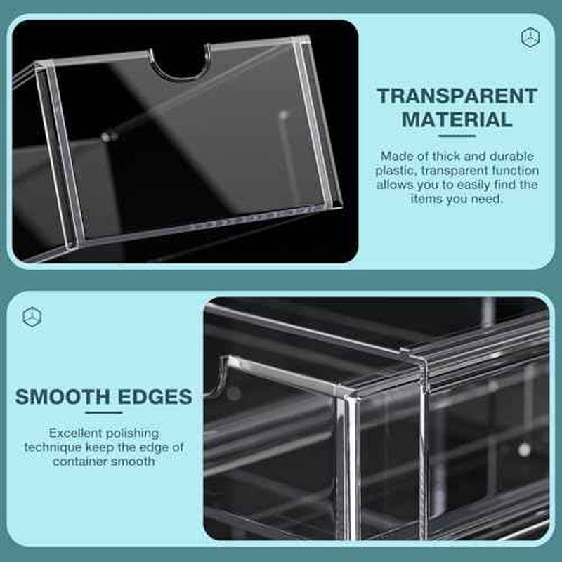 Noverlife Acrylic Hair Accessories Organizer with 4 Drawers, Clear Storage Drawers for Organizing Hair Ties/Jewelry/Sunglass, Stylish Make up Organizer Display & Office Bathroom Desktop Storage Case