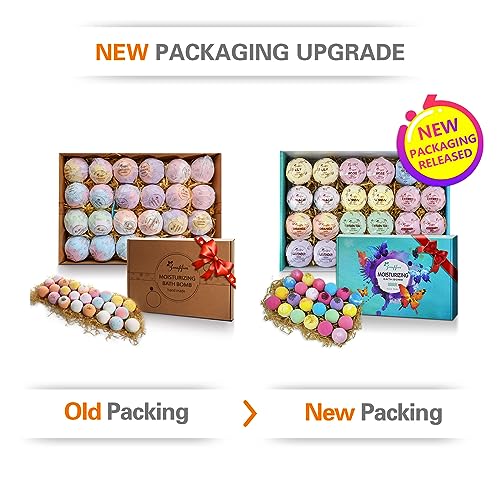 Dry Skin Moisturizer Bath Bombs Gift Set 24, with Relaxing Scents Made from Essential Oils for Bubble and Spa Bath, Handmade Christmas Gifts for Her/Him, Wife, Girlfriend