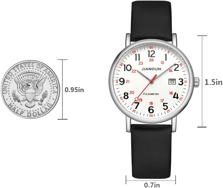 JIANDUN Waterproof Nurse Watch for Medical,Professionals,Students,Women Men, 24 Hour with Second Hand, Military Time Easy to Read Dial