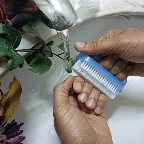 Coralpearl Nail Brushes X 2 for Cleaning Hand Finger Foot Toe with Cuticle Remover, Small Scrubber Cleaner with Handle, Soft Scrub Set for Fingernail Manicure, Toenail Pedicure, Gardener, Mechanic