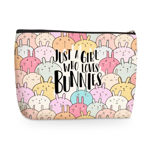 Cute Bunnies Makeup Bag Bunny Gifts Cosmetic Travel Bag Bunny Accessories Decor Stuff for Animal Bunnies Lovers Women Breeder Coworker Girls Best Friend Funny Skincare Bags for Christmas Birthday