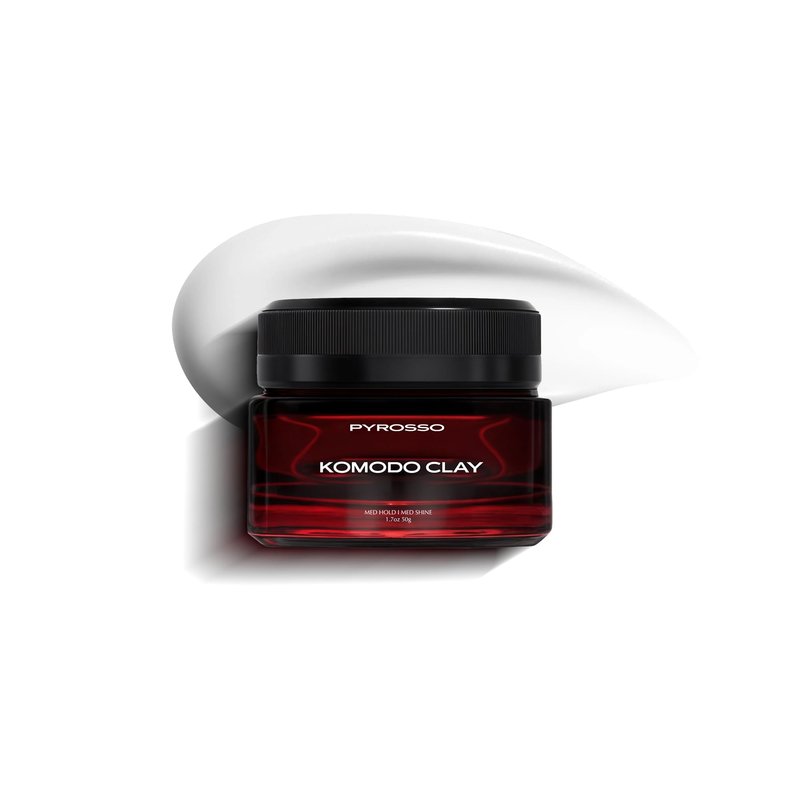 Pyrosso Komodo Clay Strong Hold Matte Finish Hair Clay for Men | Long-Lasting Texture & Volume | Water-Based | No Residue | 1.7oz