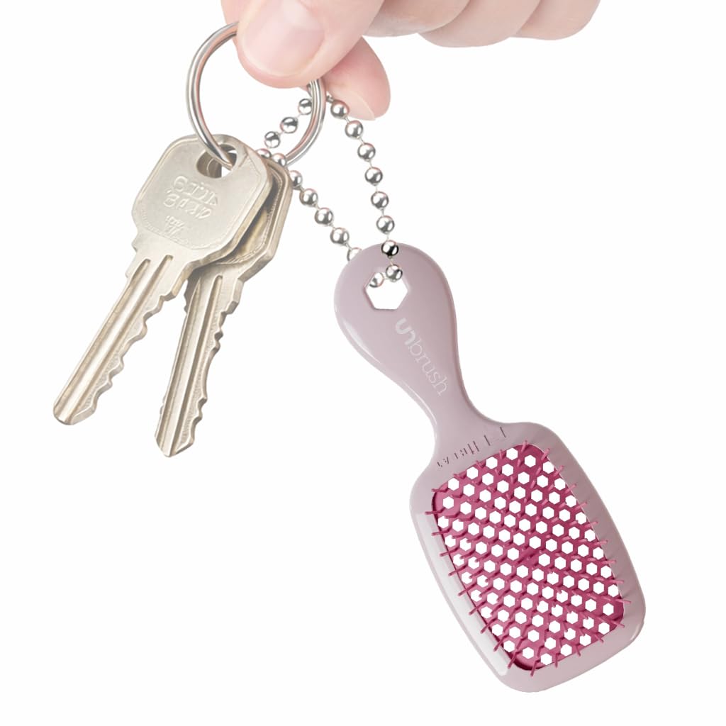 FHI Heat UNbrush Keychain Super Mini Hair Brush — Collectible Miniature Charm for Bags and Keys — Accessory for Beauty Lovers - (Peony)