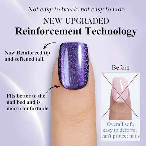 Cat Eye Press on Nails Short 5 Styles, Jofay Fashion 160Pcs Salon-Like Fake Nails with Glitter Chasing Light Cat Eye Designs, Christmas Artificial Acrylic Nails Glue on Nails Stick on Nails for Women