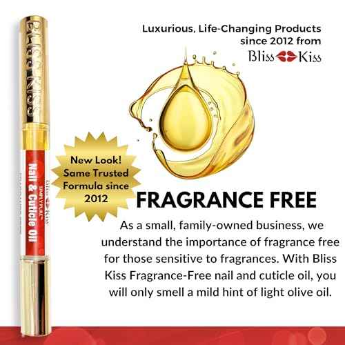 Bliss Kiss | Fragrance Free 4 Nail Oil Cuticle Pens w/Vitamin E & Jojoba?Nail Strengthener Nail Growth and Strengthening Serum for Brittle, Peeling, Breaking, Thin nails