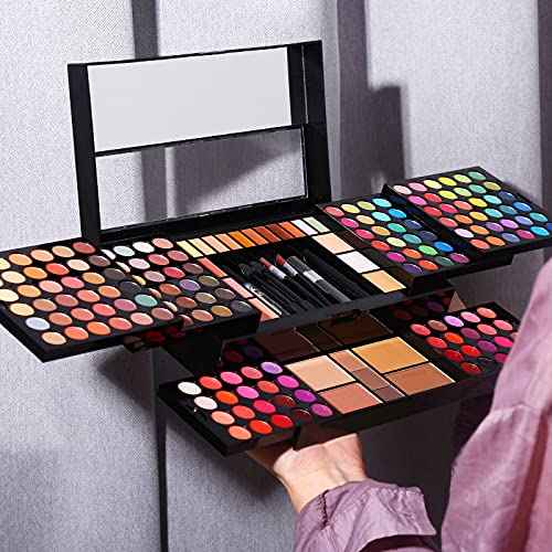 Professional All in One Makeup Kit for Women Full Kit,186 Colors Make Up Palette Christmas Gift Set, Including Eyeshadow,Lip Gloss,Concealer,Highlighter,Contour,Brow Powder,Mascara,Blush & Brush