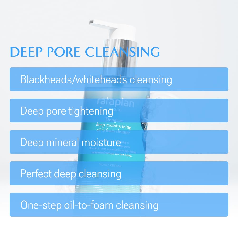 RATAPLAN Donghae deep moisturizing oil to foam cleanser - Double Cleanser, Daily Makeup Blackhead Remover, Oil Cleanser for Face, Korean Facial Cleanser, Korean Skincare 7.10 fl oz