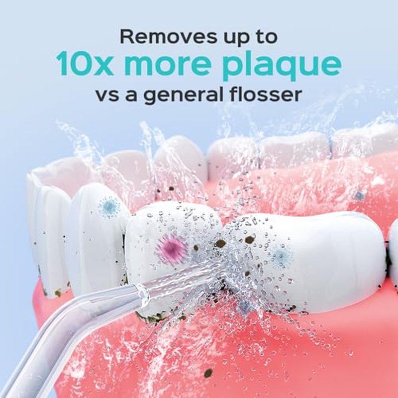 COSLUS Professional Water Flosser for Teeth: 12 Pressure Settings Electric Dental Pick for Tooth Cleaning, Sensitive Gums, Braces, Oral Care - Home Use, ??4 Jet Tips for Multiple Users, Family, White