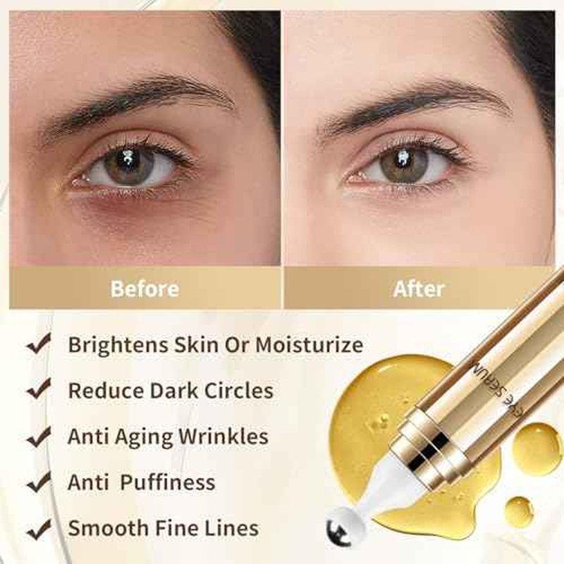 5% Caffeine Eye Serum, 20ML Hyaluronic Acid Under Eye Cream for Dark Circles and Puffiness Anti Aging with 360¡Æ Massage Ball Reduce Bags, Wrinkles and Fine Lines