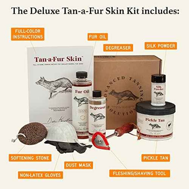 Tan-a-Fur Skin Kit by Advanced Tanning Solutions - Deluxe Tanning Set for Squirrel, Rabbit, Fox, Raccoon, Coyote Skins, Professional Finish