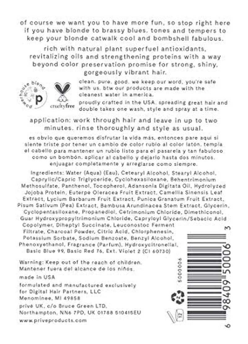 Blonde Rush Hair Conditioner - Purple Color Depositing Formula for Blonde, Silver & Highlighted Brunette Hair - Hydrates & Neutralizes Brassiness | 16 oz