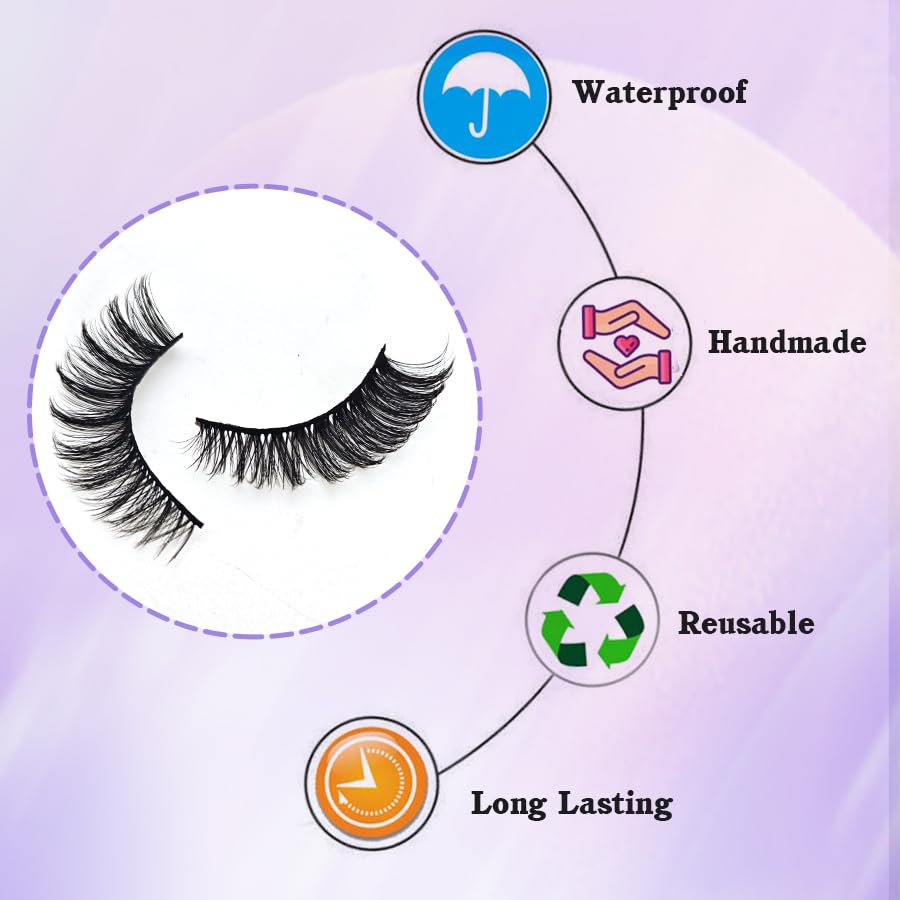 21 Pairs Russian Strip Lashes - D Curl Wispy Mink False Lashes | 12-18mm Natural Look