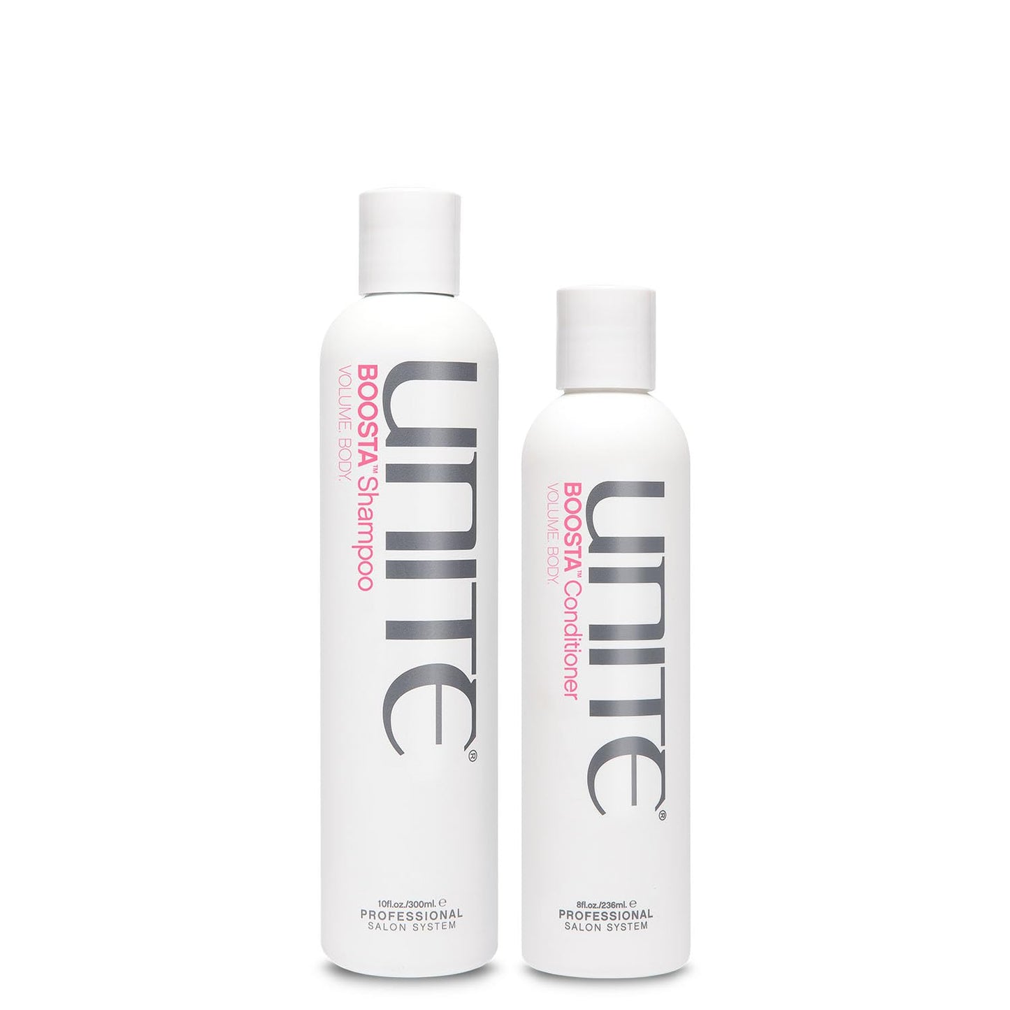 UNITE Hair – BOOSTA Shampoo & Conditioner – Builds Volume, Body & Shine – For Fine Hair – 10 Fl Oz & 8 Fl Oz