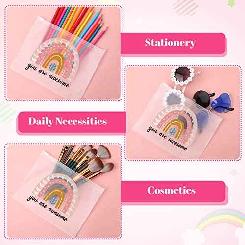 Amylove 100 Pcs Cosmetic Makeup Bag Bulk for Women Inspirational Zipper Pouch Rainbow You Are Awesome Travel Pouch Toiletry Bag for Women Girls Teacher Friend Birthday Party