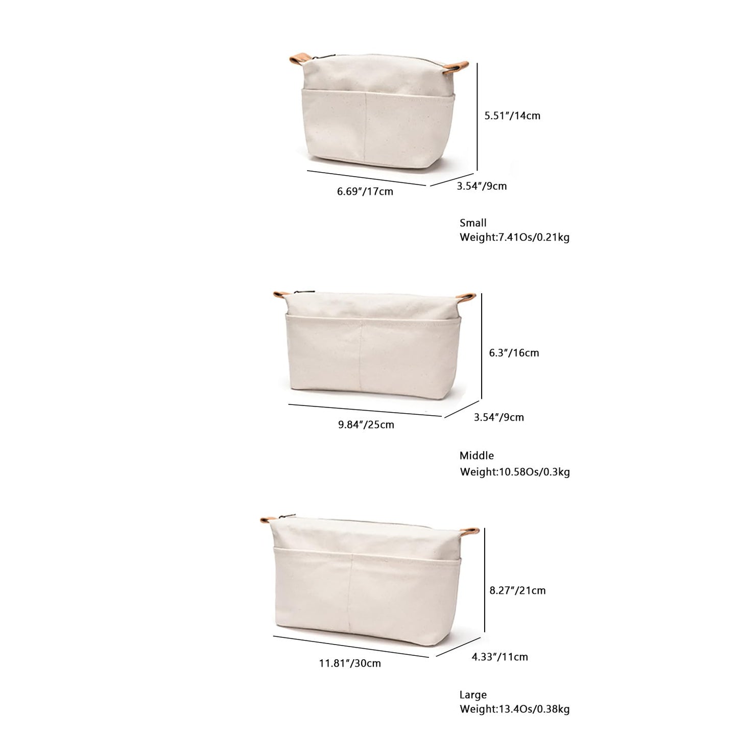 YONBEN Insert Storage Bag Purse Organizer and Cosmetic Travel Bags for Women Makeup Bag with Compartments Three Sizes Cotton Canvas built-in compartments functiona and fashionable